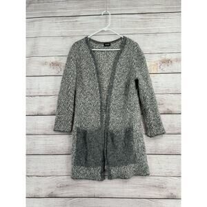 Varma Icelandic Wool Open‎ Front Cardigan Sweater Women's Size Medium Gray/White